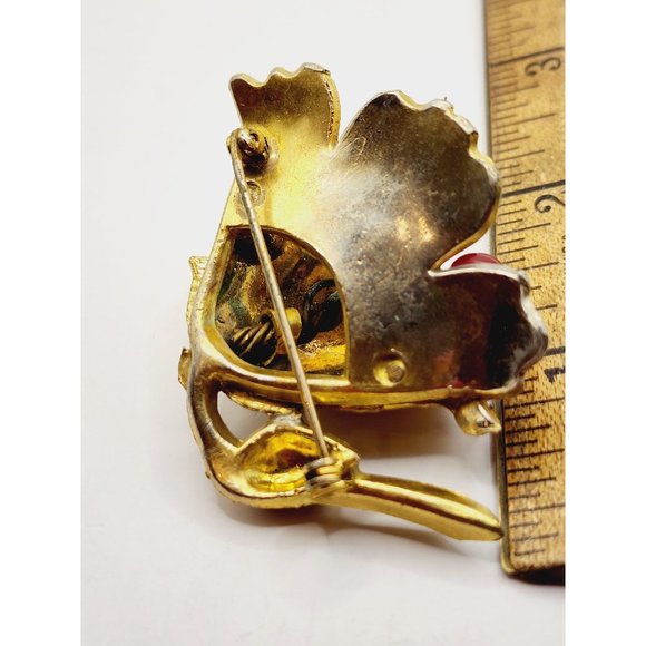 Vintage Dimensional Flower Brooch with Glass Stamens (A500) - Picture 8 of 10